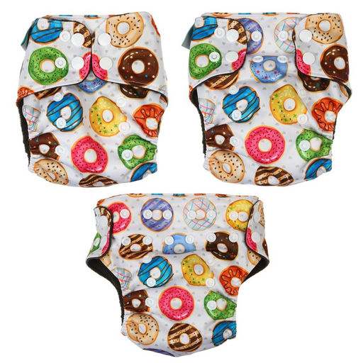 Трусики-подгузник, многоразовый, угольно-бамбуковая ткань, Пончики, от 0-12 мес. - Крошка я фото 4