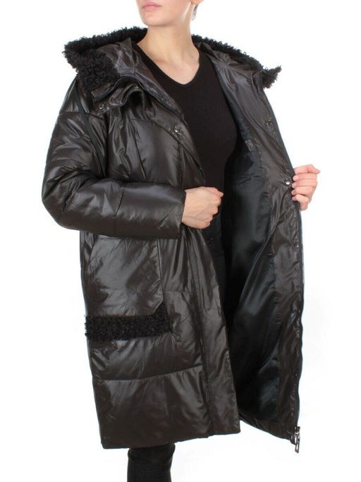 21-985 BLACK Пальто зимнее женское AIKESDFRS (200 гр. холлофайбера) - Fashion фото 8