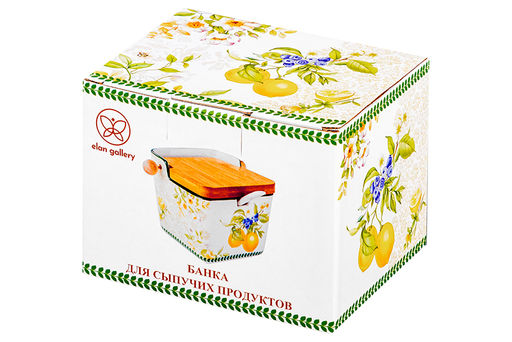 Банка для сыпучих продуктов 300 мл 12*9,5*9 см Лимоны с откидной бамбук.крышкой NEW BONE CHINA - Elan gallery фото 19