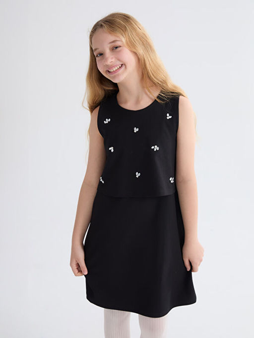 Bisiklet Yaka Ta?l? K?z ?ocuk Elbise