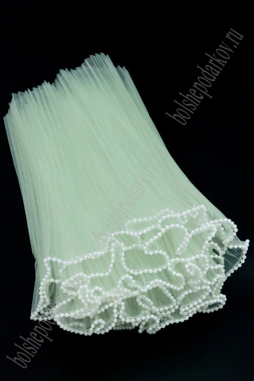 Упаковка для цветов гофрированная с бусинами 26 см*2 м (SF-7857) мятный