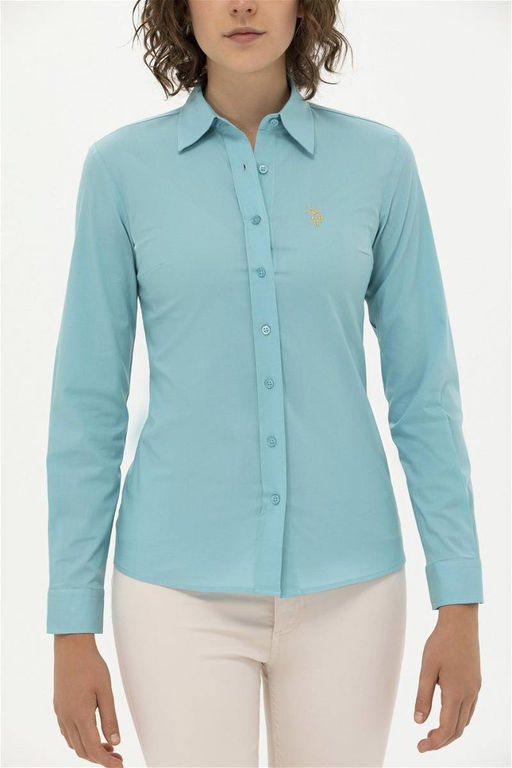 Женская мятная базовая рубашка с длинным рукавом Неожиданная скидка в корзине - U.s. polo assn фото 6