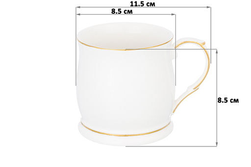 Кружка 350 мл 11,5*8,5*8,5 см Белая с золотом NEW BONE CHINA - Elan gallery фото 2