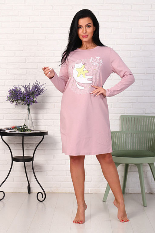 Сорочка с длинным рукавом, принт (0788, кофе) - Плиона фото 5