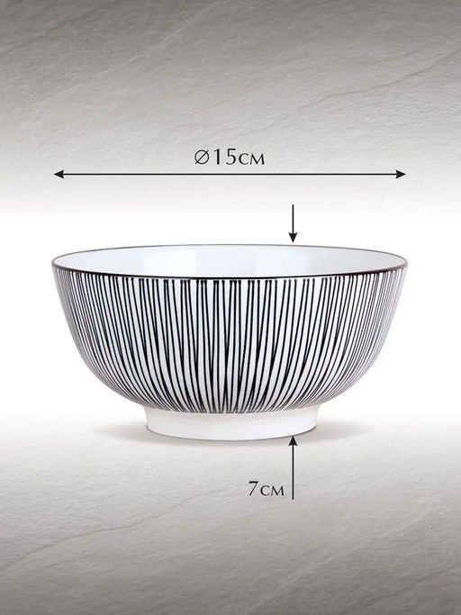 Бульонница (салатник) 670мл/15см, Line черный DS2201B6B /КОРАЛЛ/ фото 3
