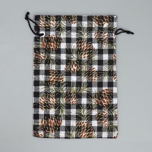 Цена за 5 шт. Мешочек подарочный холща «Новогодняя клетка», 16×24 см ± 1.5 см