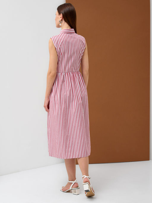 Платье хлопок OD-800-1 полоса бордовая