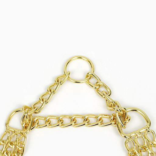 Ошейник - полуудавка металлический трехрядный, 40 см, толщина проволоки 2 мм, золотистый - Пижон фото 4