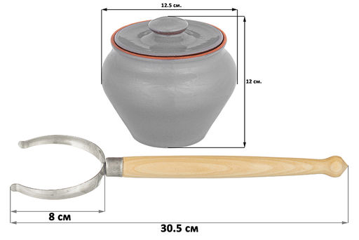 Набор 3-х горшков 600 мл 12,5*12,5*12 см "TerraCotta" с ухватом серый