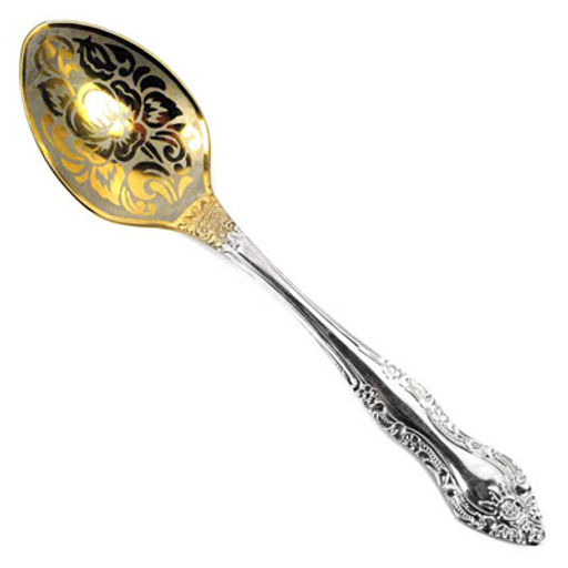 "Тройка" Ложка чайная из нержавеющей стали 14см, художественная роспись, с золотом (Россия)