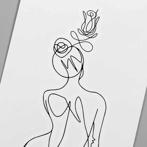 Цена за 6 шт. Переводная тату на тело чёрная Контур. Силуэт девушки, 6?10.5 см