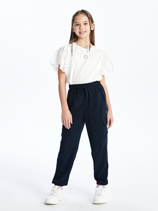 Bisiklet Yaka Fisto Detayl? K?sa Kollu K?z ?ocuk Ti??rt