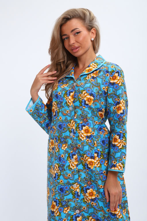 Халат женский из фланели Маша макси цветы