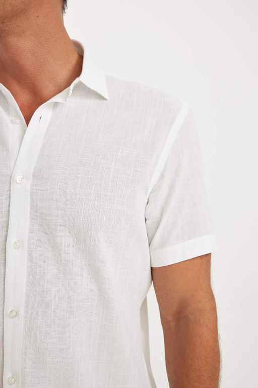 Хлопковая рубашка с короткими рукавами и воротником поло стандартного кроя - Defacto фото 5