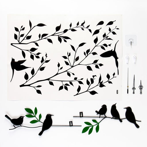 Часы настенные интерьерные «Птички на веточках», бесшумные, плавный ход, 74×52 см, от батарейки 1хАА