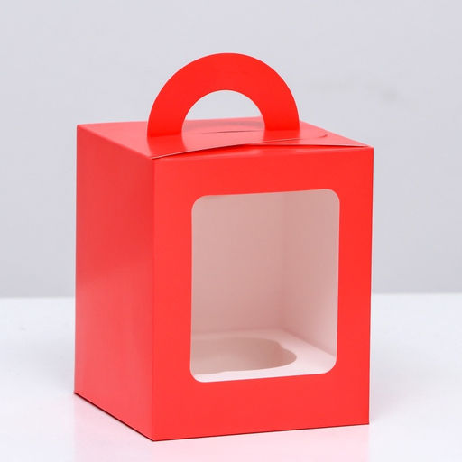 Цена за 2 шт. Коробка для 1 капкейка, красная, 9.2×9.2×11.1 см