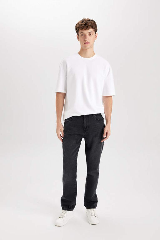 Джинсовые брюки прямого кроя с нормальной талией и нормальной талией - Defacto фото 3