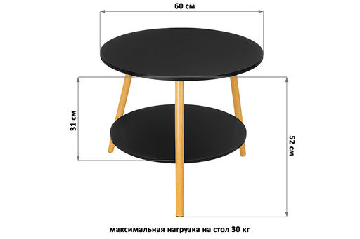 Стол журнальный 60*60*52 см Черный круглый - Elan gallery фото 2