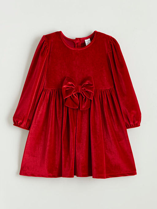 Fiyonk Detayl? Kadife K?z ?ocuk Elbise