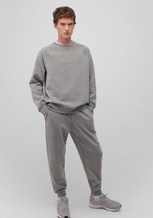 Bisiklet Yaka Gri Basic Sweatshirt - Mavi фото 3