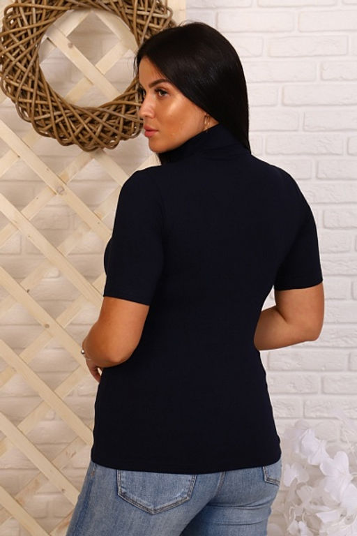 Водолазка женская, рибана с лайкрой, темно-синий (657-4)