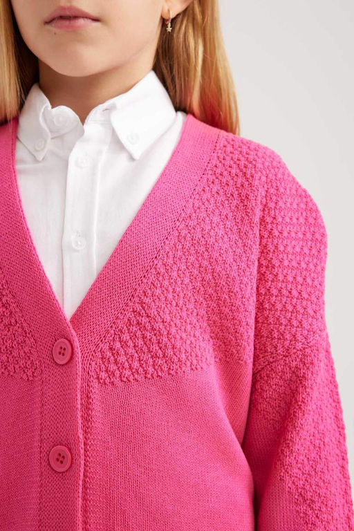 Кардиган для девочек с V-образным вырезом - Defacto фото 4