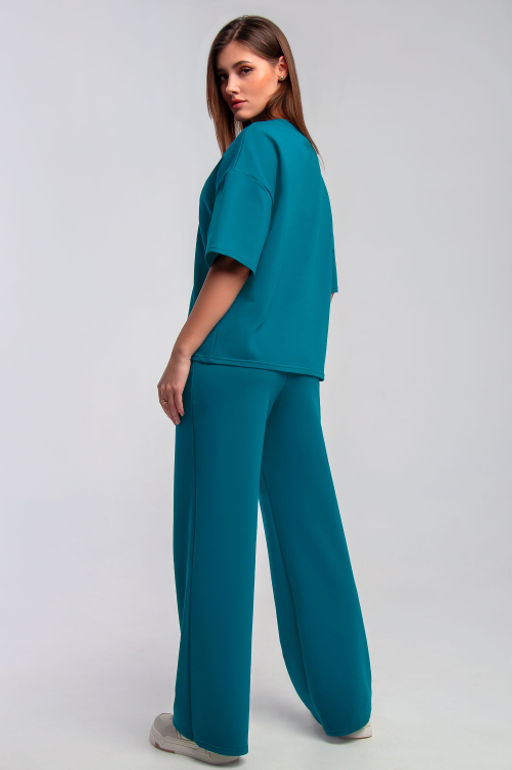 Арт. 2365 Костюм с брюками женский 44-50 (4 шт) Цвет:верх-изумрудный,низ-изумрудный - Калинка фото 4