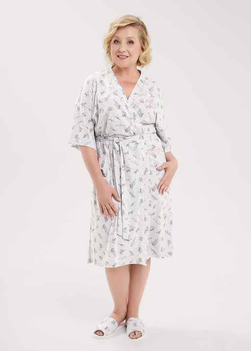 CLE LX15-1171 Халат жен. меланж св.серый/т.серый - Clever wear фото 6