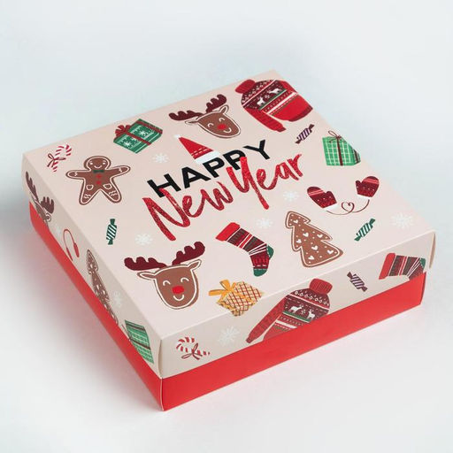 Набор новогодний подарочный KAFTAN Happy Year, носки размер 36-39 (23-25 см), маска для сна, открытка 2 шт.