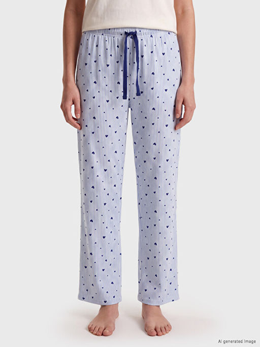 Kalp Bask?l? Kad?n Pijama Alt?