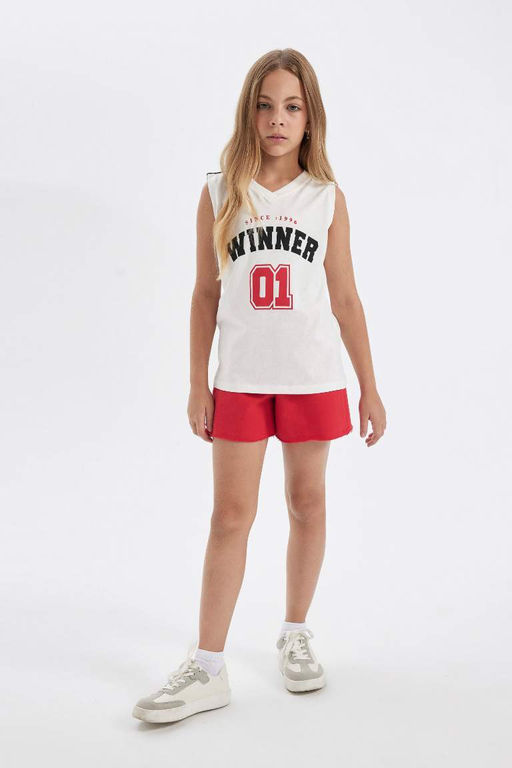 Тканые шорты с маркировкой для девочек - Defacto фото 3