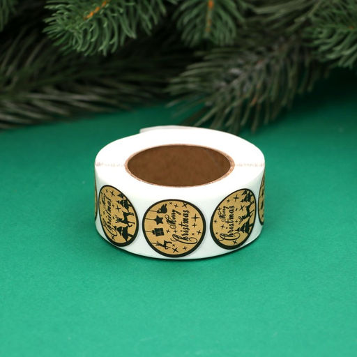 Наклейки новогодние в рулоне Merry Christmas, для декора и подарков, 500 шт., 2.5?2.5 см - UPAK LAND фото 2