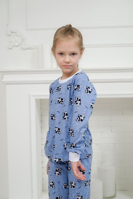 Пижама детская из джемпера и брюк из кулирки Коровы голубой - Амадэль фото 13
