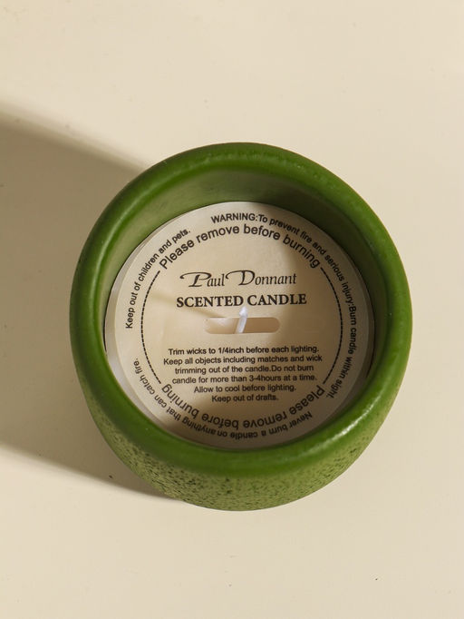 Свеча в вулканическом подсвечнике "Изгиб" зелёная 8,3х8,5х7 см