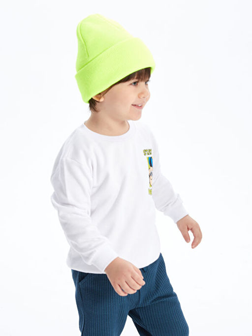 Bisiklet Yaka Uzun Kollu Bask?l? Erkek Bebek Sweatshirt - Waikiki фото 3