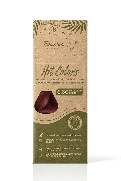 Белита М HIT COLORS Краска стойкая с маслом оливы тон 6.66 королевское бордо
