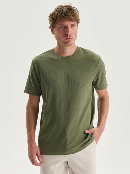 Bisiklet Yaka K?sa Kollu Erkek Dokulu Ti??rt