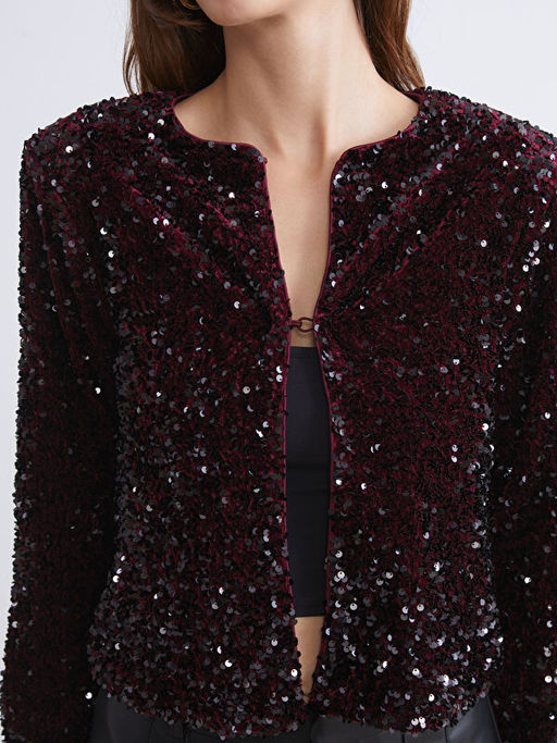 Bisiklet Yaka Pul Payetli Kad?n Ceket