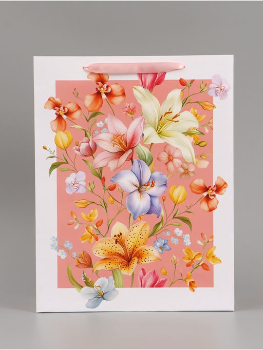 Пакет подарочный «Цветы», 31×40×11.5 см