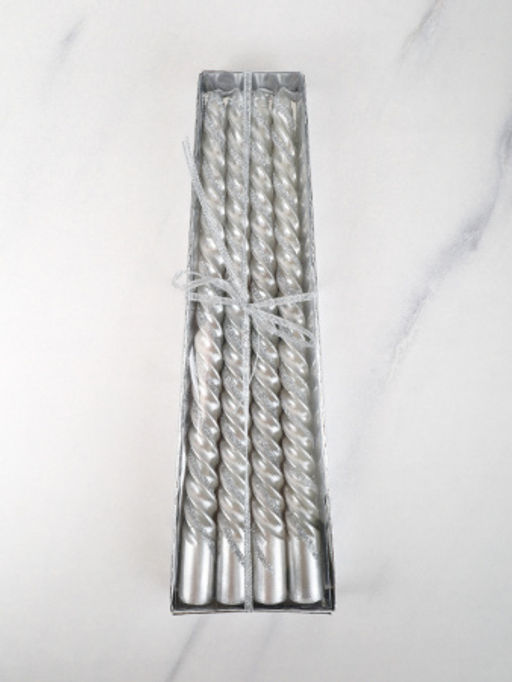 Свеча стержень 4 штуки 25 см витая / A-503 /уп 144/ серебрянная - ГалеонТрейд фото 4