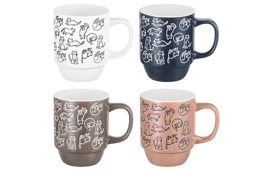 Набор 4 кружек 400 мл 12*8,5*11см Кошачья жизнь на металлической подставке - Elan gallery фото 6