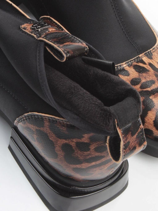 01-B44B-81PC BROWN/LEOPARD Ботинки демисезонные женские (натуральная кожа, текстиль, байка)
