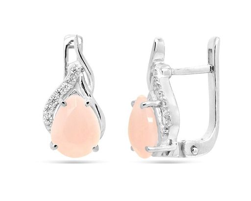 Серьги из серебра розовый кварц, Ю-Елена