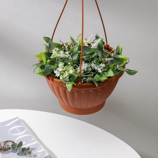 Кашпо уличное для цветов Альтернатива «Мирабель», 2.5 л, подвесное, с прикорневым поливом, пластик, коричневое