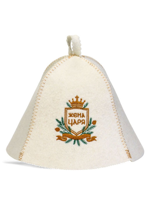 Шапка для бани и сауны «Жена царя», шерсть 50%, полиэфир 50%, белая