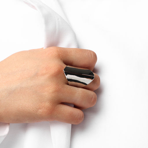 Кольцо металл Тренд лепестки крупные, цвет серебро, размер 16 - Qf фото 3