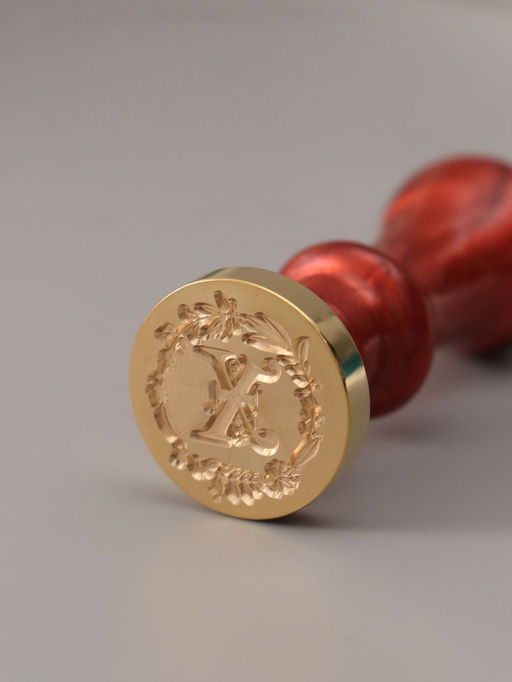 Печать для сургуча с пластиковой ручкой «Венок с буквой X», 2.5×2.5×6.3 см