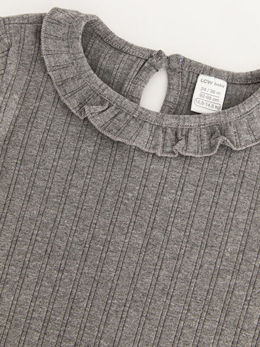 Bisiklet Yaka Uzun Kollu K?z Bebek Ti??rt - Waikiki фото 3