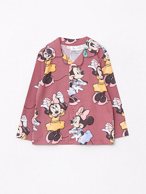 Polo Yaka Uzun Kollu Minnie Mouse Bask?l? K?z Bebek Pijama Tak?m - Waikiki фото 2