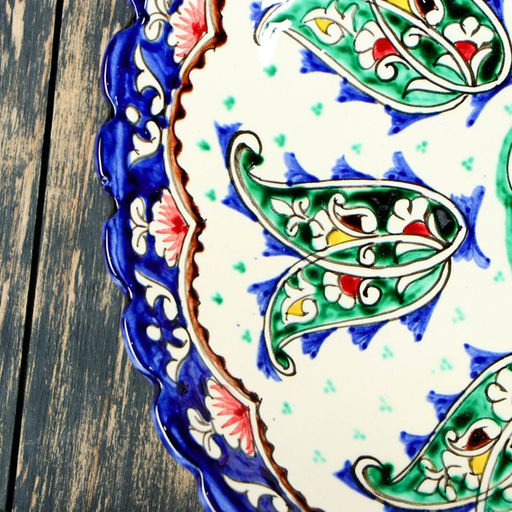 Ляган узбекский Риштанская Керамика «Цветы», d=32 см, глубокий, синий